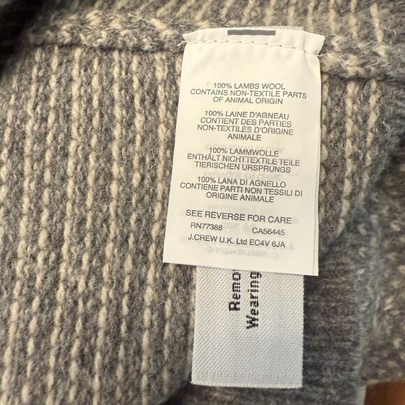 J.Crew 100% Lambswool Knit Shawl Collar Sweater Mens L Heather Gray FLAW - Picture 7 of 10